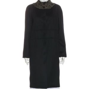 Ports 1961 wool and cashmere stand collar black coat